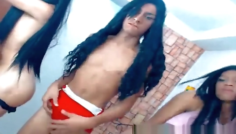Cute teen girl and her horny stepbrother in a threesome video