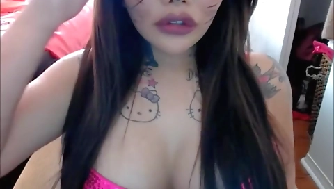 Tatted Shemale With Huge Boobs Showing Her Big Ass