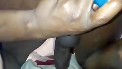 Skinny ebony shemale gets naked and fucks in a solo vid
