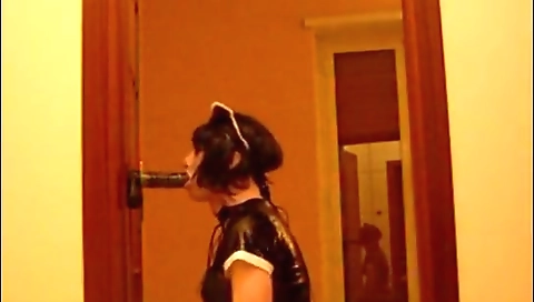 Milf slut maid plays with her cunt and does a blowjob