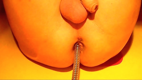 Amateur shemale rides her own large dildo in the webcam