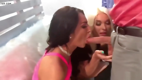 Blonde and black are two hot bitches who were filming