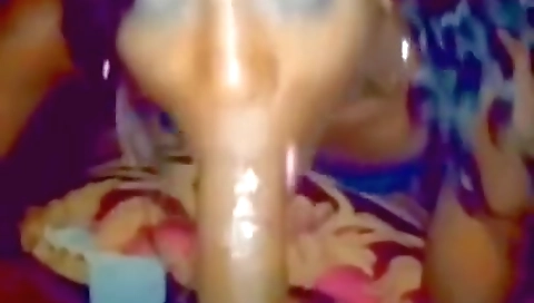 Busty blonde babe with a nice body gets her lips around the long dick