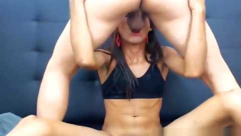 Big tits shemale 18+ and her tranny mate in webcam vid