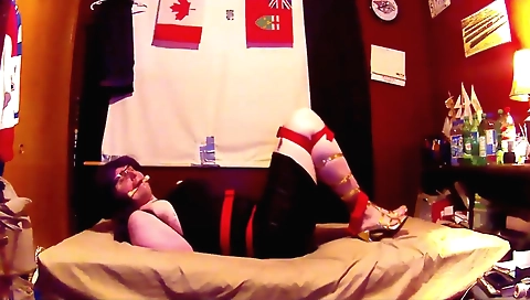 Purple haired solo shemale gets fucked by her boyfriend