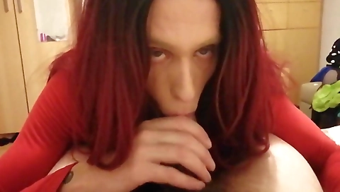 Redhead chick fucks her ass by stranger during POV