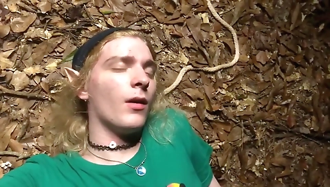 Horny blonde shemale gets fucked in her sexy pussy