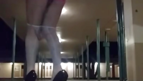 Walking like a sissy slut with a fat cucumber in my ass