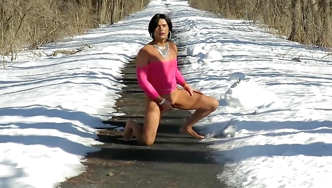 Mature shemale 18+ in public with big tits riding cock