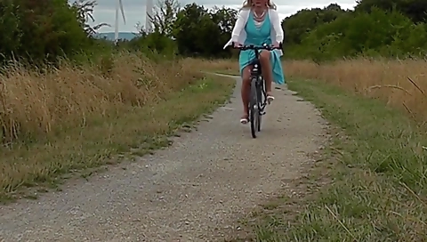 Biking solo shemale with hot handjob in amateur video