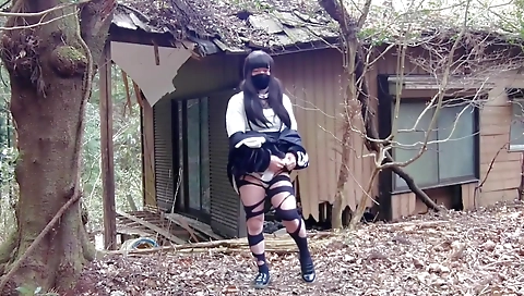 Cute amateur brunette masturbating in an abandoned house
