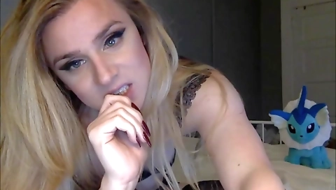 Blonde Shemale Slut Pleasing Herself With A Fleshlight