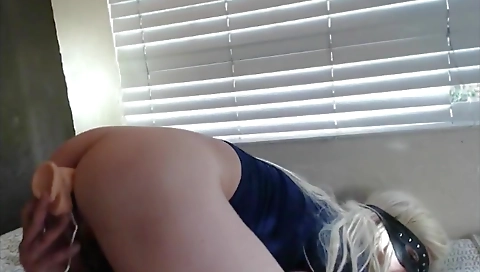 Sexy crossdresser is masturbating with strapon in webcam