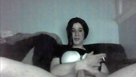 Horny amateur trans girl is stripping and masturbating