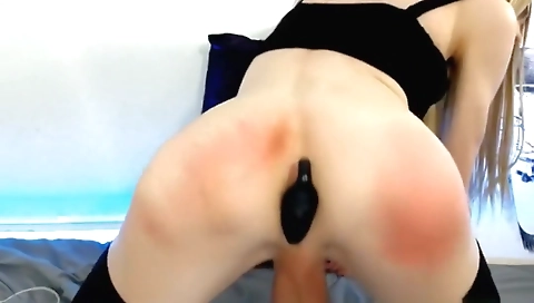 Blonde milf masturbates with her hands and fingers